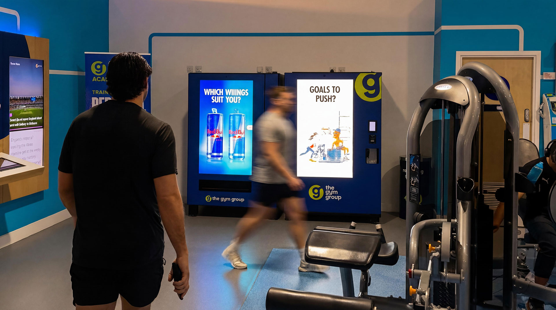 Red Bull live on Bright.Blue screens at The Gym Group